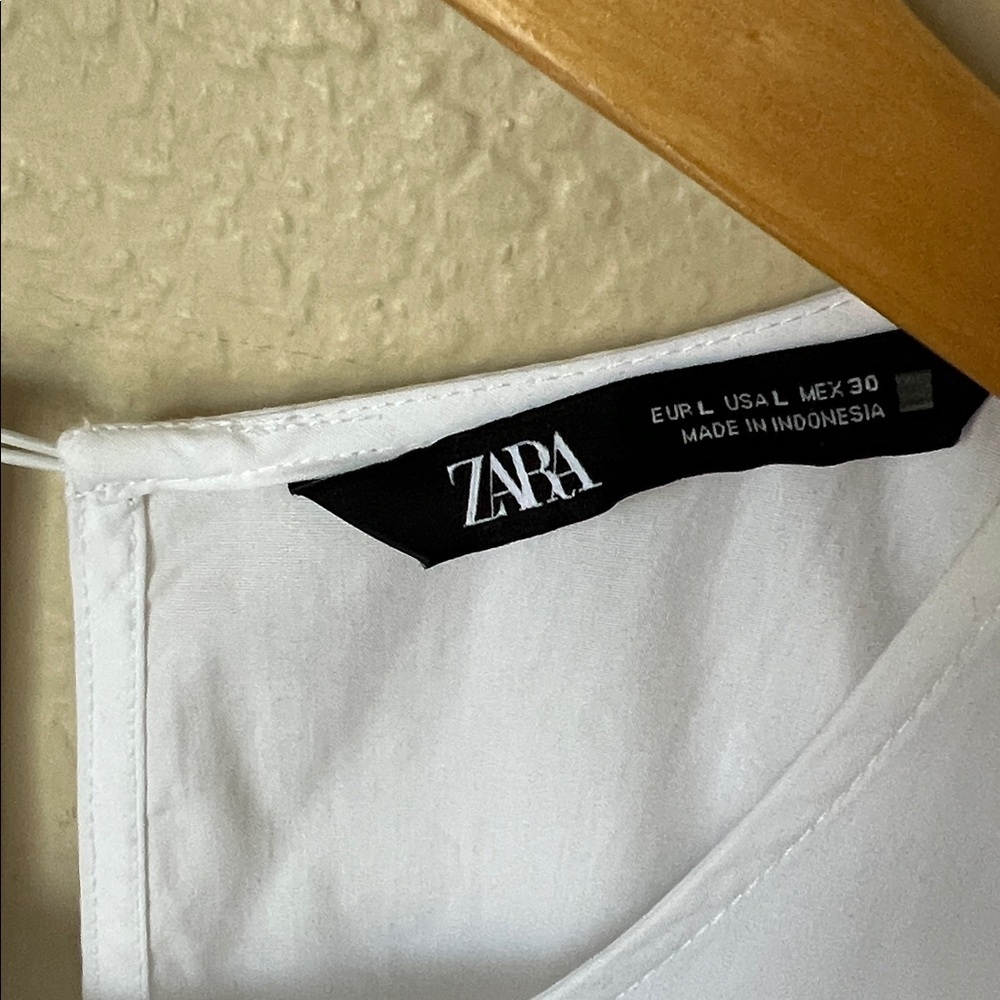 Zara white and navy poplin mixed jumpsuit - Picture 5 of 9